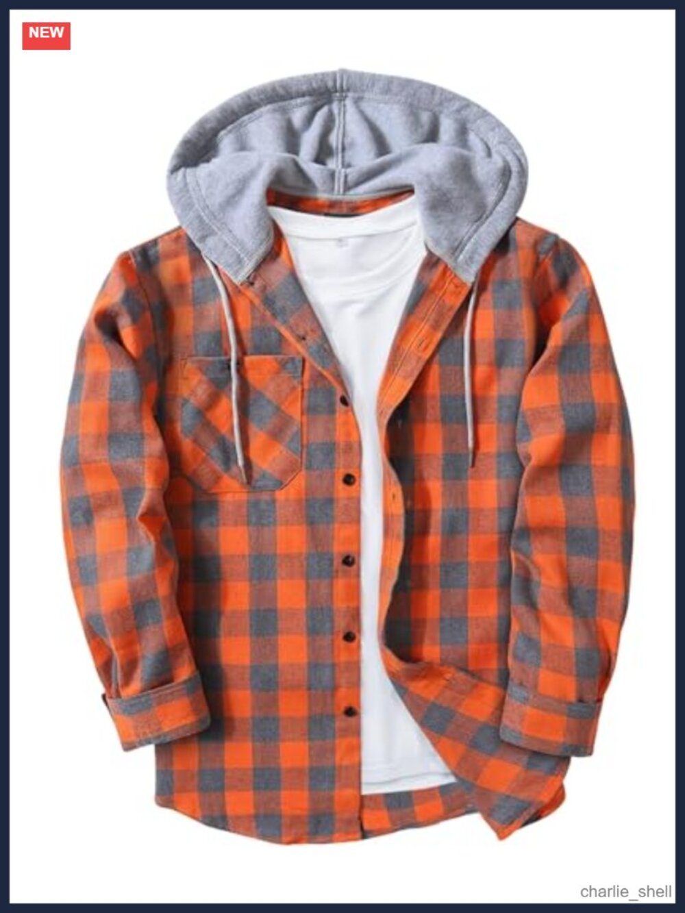 Men's Flannel Hoodie Button Down Plaid Long Sleeve Casual Shirt